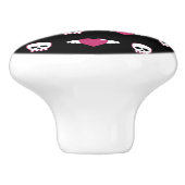 Skullen en harten keramische knop (Zijkant)