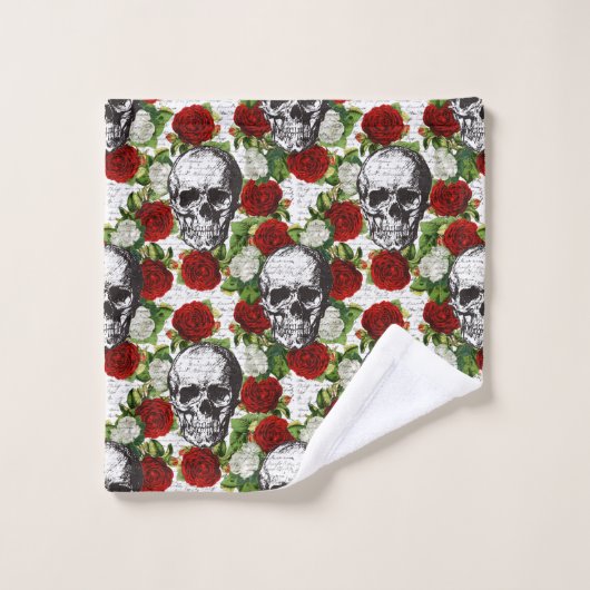 Skullen en Rozen Bad Handdoek (Wasdoekje)