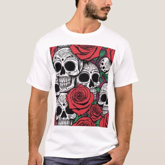 Skullen en Rozen T-shirt (Voorkant)