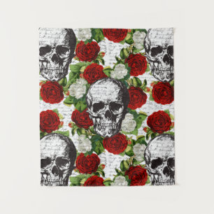 Skullen en Rozen Wandkleed