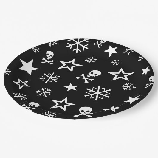 Skullen en Snowflakes Papieren Bordje (Gekanteld)
