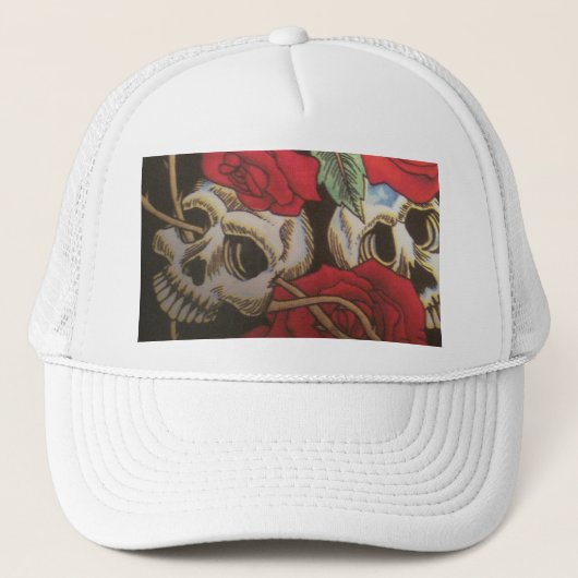 Skullen/Rozen Trucker Pet (Voorkant)