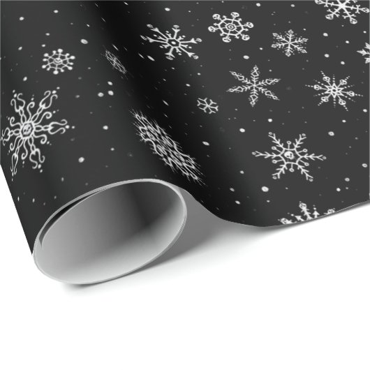 Skullflakes (zwart) cadeaupapier (Rol Hoek)