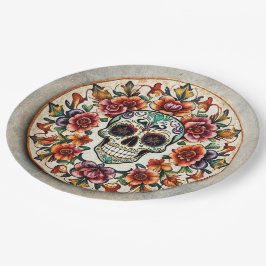 💀🎉: Skullflower Radiance Doom Día de los Muertos Papieren Bordje