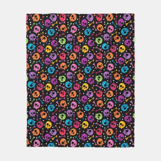 Skullpatroon 2 fleece deken (Voorkant)