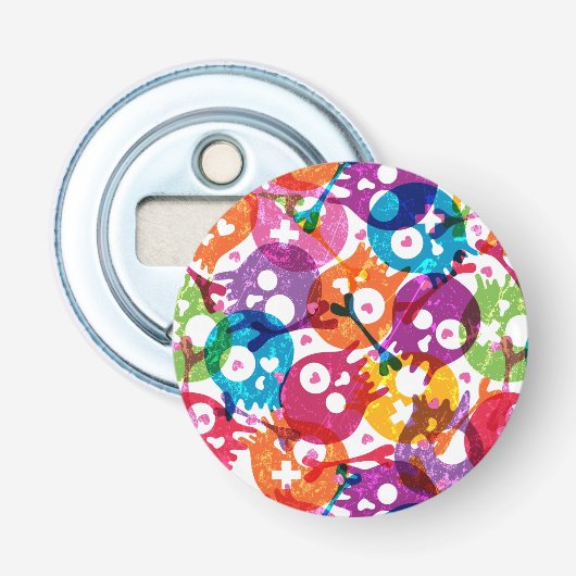 Skullpatroon 3 button flesopener (Voorkant)