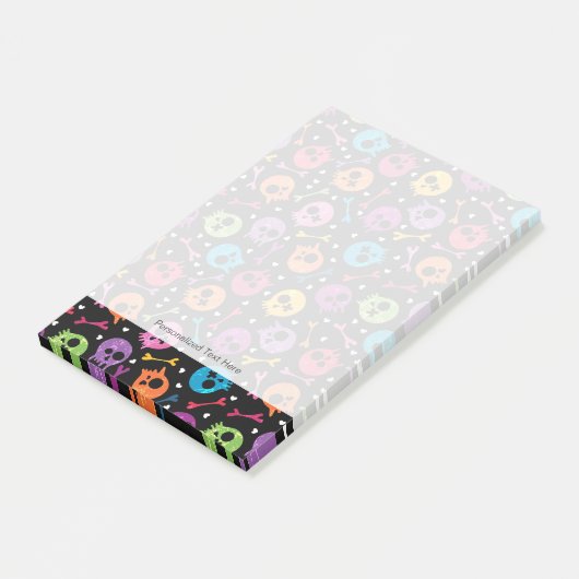 Skullpatroon 3 post-it® notes (Schuin)