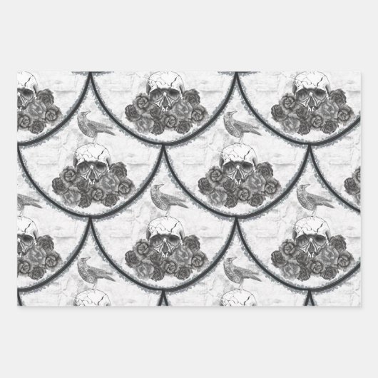 Skulls and Crows Wrapping Paper Sheets (Voorkant)
