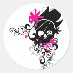 Skulls-and-Curls Ronde Sticker