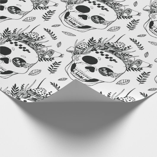 Skulls and Mushrooms Halloween cute spooky pattern Cadeaupapier (Hoek)