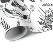 Skulls and Mushrooms Halloween cute spooky pattern Cadeaupapier (Rol Hoek)