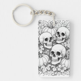 skulls and pumpkins keychain
