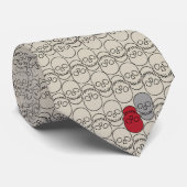 Skulls - Bone White en Bat Black Stropdas (Opgerold)