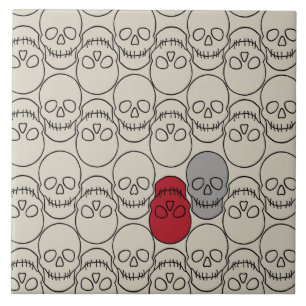 Skulls - Bone White en Bat Black Tegeltje