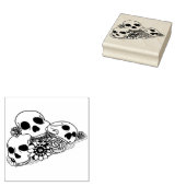skulls en bloemen dag van de dode kunstrubberstam 	rubberstempel (Gestempeld)