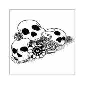 skulls en bloemen dag van de dode kunstrubberstam 	rubberstempel (Afrduk)