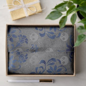 Skulls en Blue Damask op Grey Decoupage Tissuepapier (Geschenk)