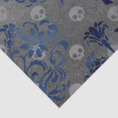 Skulls en Blue Damask op Grey Decoupage Tissuepapier (Detail)