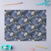 Skulls en Blue Rozen op Blue Decoupage Tissuepapier (Craft)