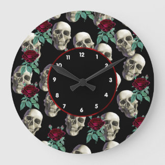 Skulls en Flowers Grote Klok