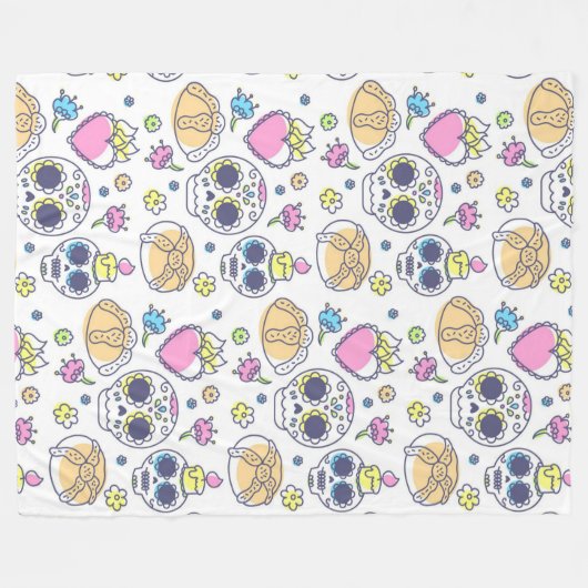 Skulls en harten fleece deken (Voorkant (Horizontaal))