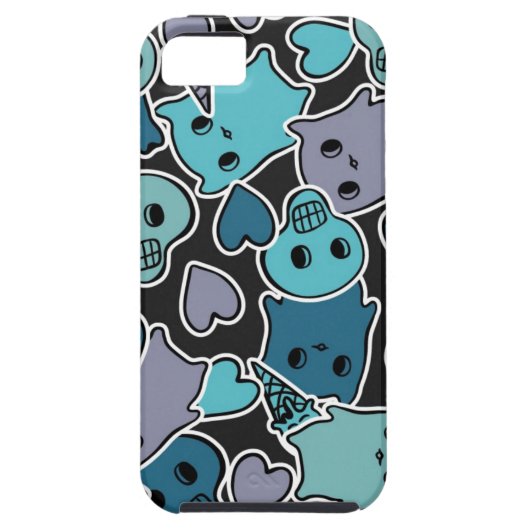 Skulls en harten op zwarte achtergrond 2 Case-Mate iPhone case (Achterkant)