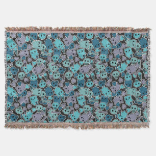 Skulls en harten op zwarte achtergrond 2 deken