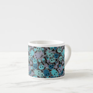 Skulls en harten op zwarte achtergrond 2 espresso kop
