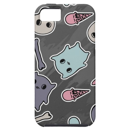 Skulls en harten op zwarte achtergrond Case-Mate iPhone case (Achterkant)