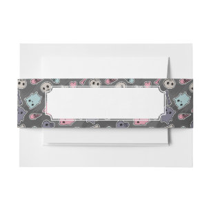 Skulls en harten op zwarte achtergrond uitnodigingen wikkel