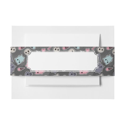 Skulls en harten op zwarte achtergrond uitnodigingen wikkel (Voorkant Voorbeeld)