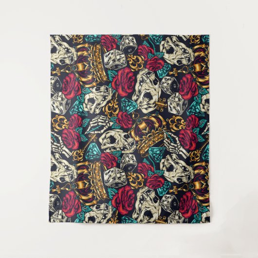 Skulls en kronen wandkleed (Voorkant)