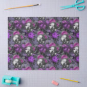 Skulls en Paarse Rozen op lichte Paarse ontkoppeli Tissuepapier (Craft)