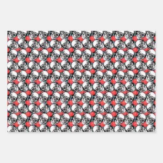 Skulls en rode rozen inpakpapier vel (Voorkant)