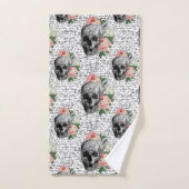 Skulls en roze rozen bad handdoek (Handdoek)