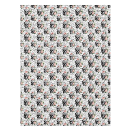 Skulls en roze rozen tafelkleed (Voorkant)