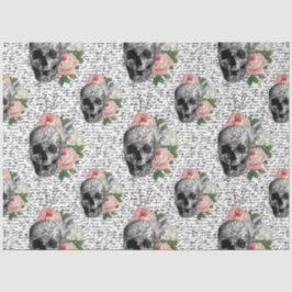 Skulls en roze rozen tissuepapier