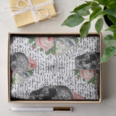 Skulls en roze rozen tissuepapier (Geschenk)