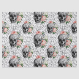 Skulls en roze rozen tissuepapier
