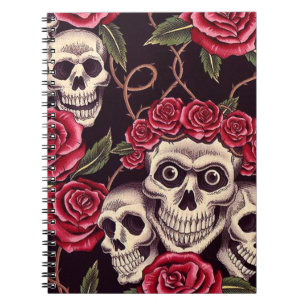 Skulls en Rozen Notitieboek