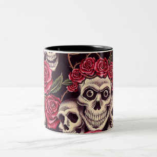 Skulls en Rozen Tweekleurige Koffiemok