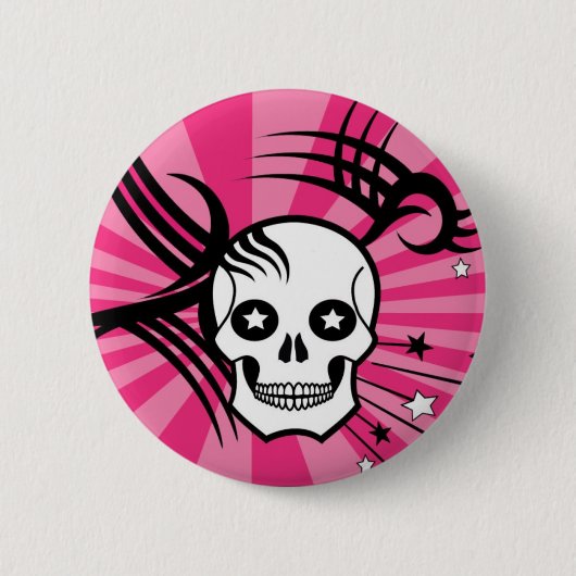 Skulls en sterren ronde button 5,7 cm (Voorkant)