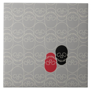 Skulls - Ghost Grey en Bone White Tegeltje
