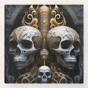 Skulls Gothic Horror Gothic Surreal Art Glazen Onderzetter