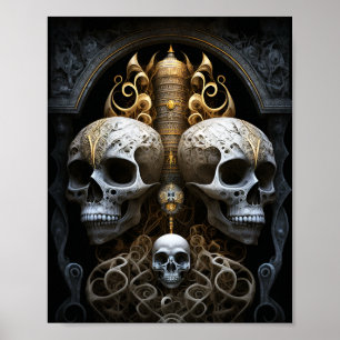 Skulls Gothic Horror Gothic Surreal Art Poster