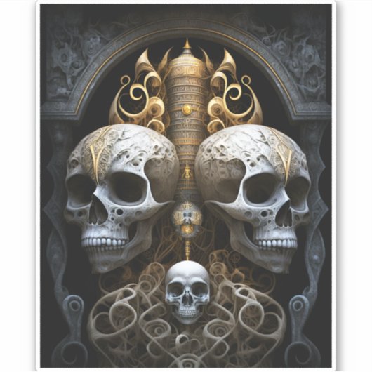 Skulls Gothic Horror Gothic Surreal Art Sticker (Voorkant)