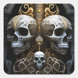 Skulls Gothic Horror Gothic Surreal Art Vierkante Sticker