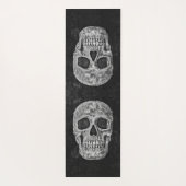Skulls gothic Old Grunge Black and White Texture Yogamat (Achterkant)