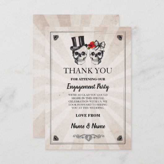 Skulls Halloween Bedankt dat je de Rustische Kaart (Voorkant / Achterkant)