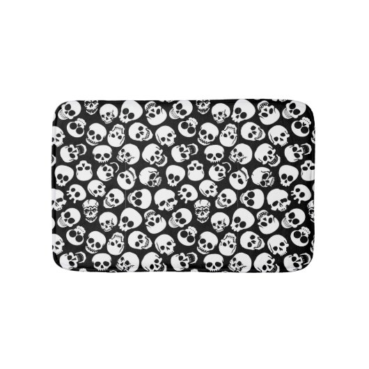 Skulls in Black Background Pattern Badmat (Voorkant)